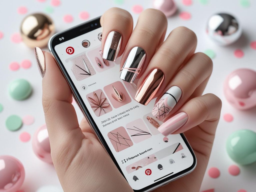 2025 nail art trends displayed on a Pinterest board for inspiration