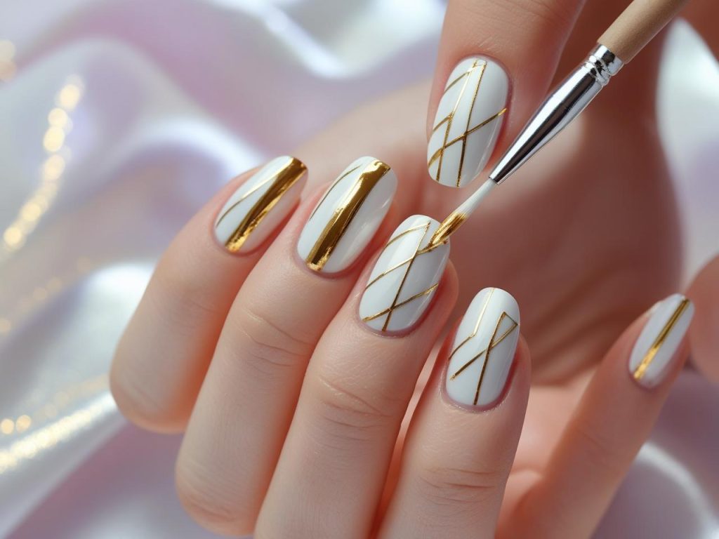 Creating metallic line nail designs for 2025 nail art inspiration