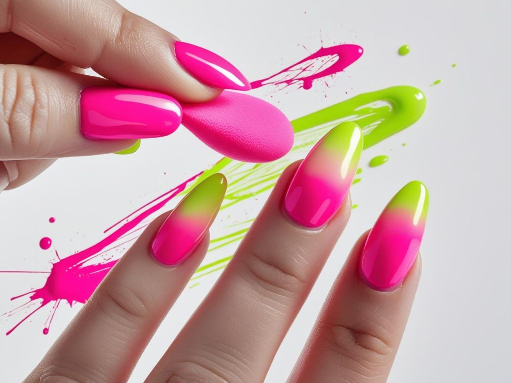 Creating neon gradient nails for 2025 summer nail inspiration