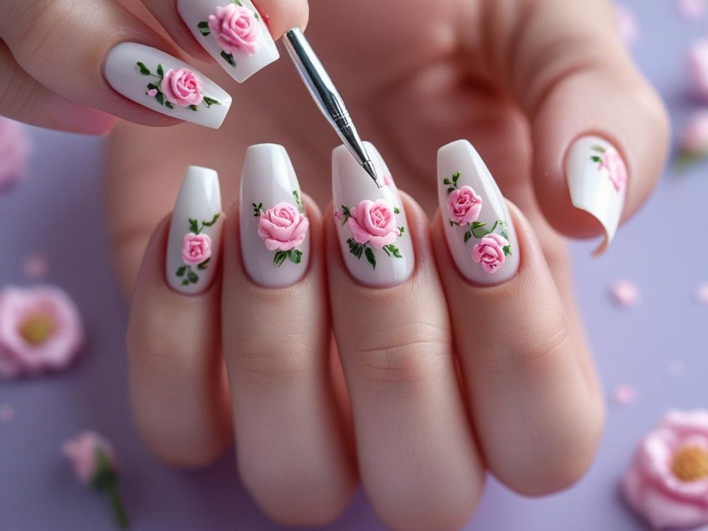 Creating floral French tip nails for 2025 inspiration