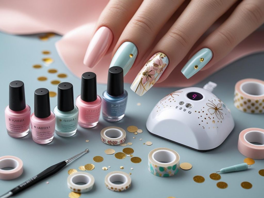 Short Nail Designs 2025: Chic Ideas for Your Minimalist Manicure 14 Nail art kit with polish, UV lamp, and dotting tools for 2025 short nail designs