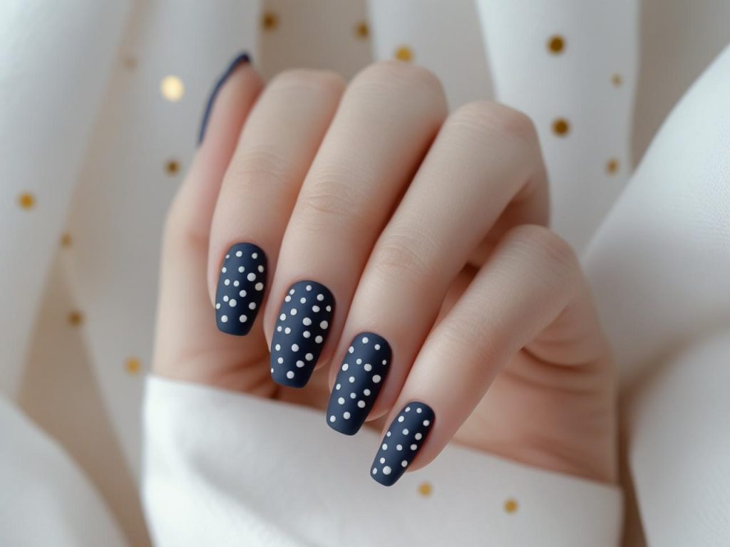 Short Nail Designs 2025: Chic Ideas for Your Minimalist Manicure 4 Minimalist dot short nail design with white dots for 2025