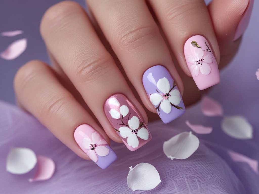Short Nail Designs 2025: Chic Ideas for Your Minimalist Manicure 9 Floral accent short nail design with pastel pink flowers for 2025