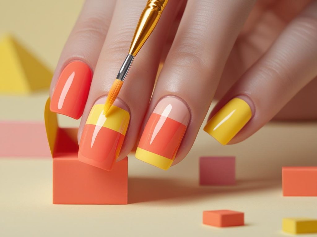 Short Nail Designs 2025: Chic Ideas for Your Minimalist Manicure 7 Creating bold color block short nails for 2025 inspiration