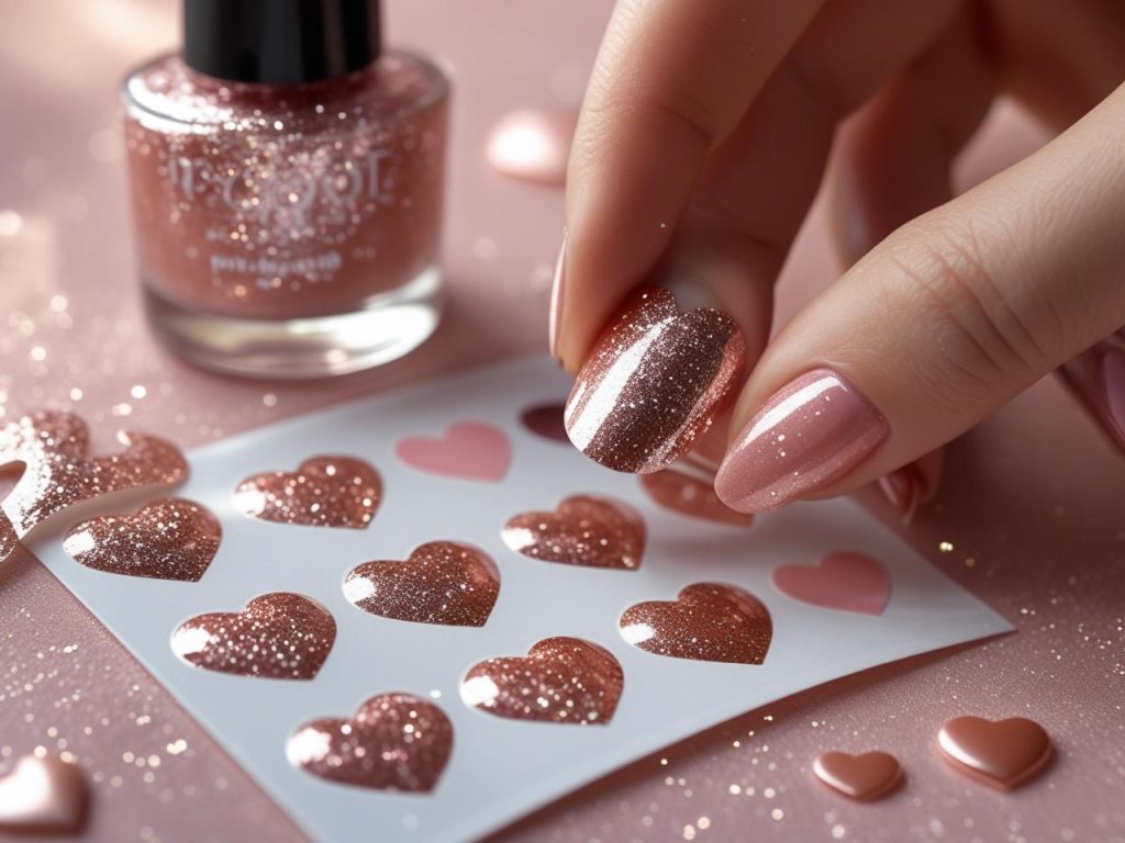 Creating glitter heart nail designs for a sparkly 2025 manicure
