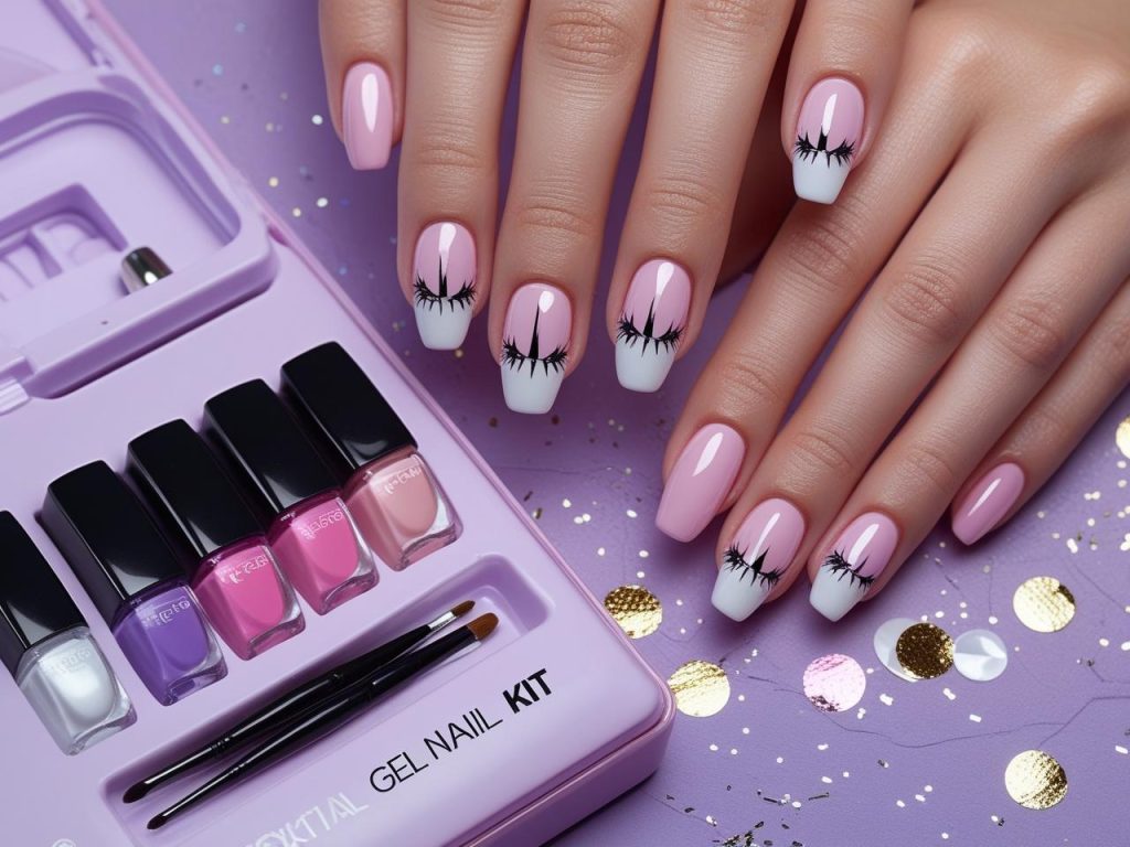 Gel nail kit with cat-eye design for beginners in 2025