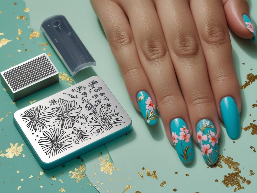 Nail stamping kit with floral nail design for beginners in 2025