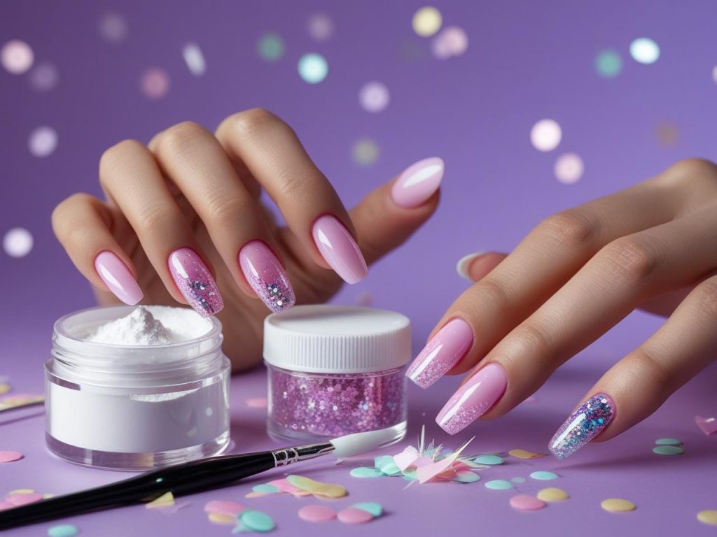 Acrylic nail kit with glitter design for beginners in 2025