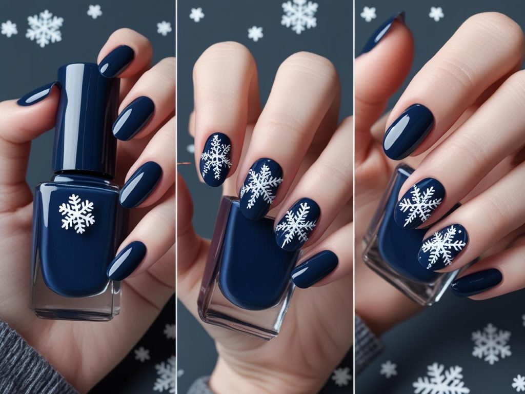 DIY snowflake nail tutorial for 2025 winter nails