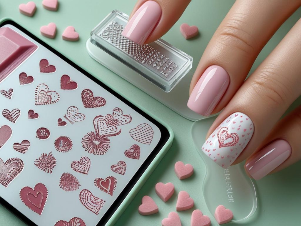 Nail stamping kit with heart nail design for beginners in 2025