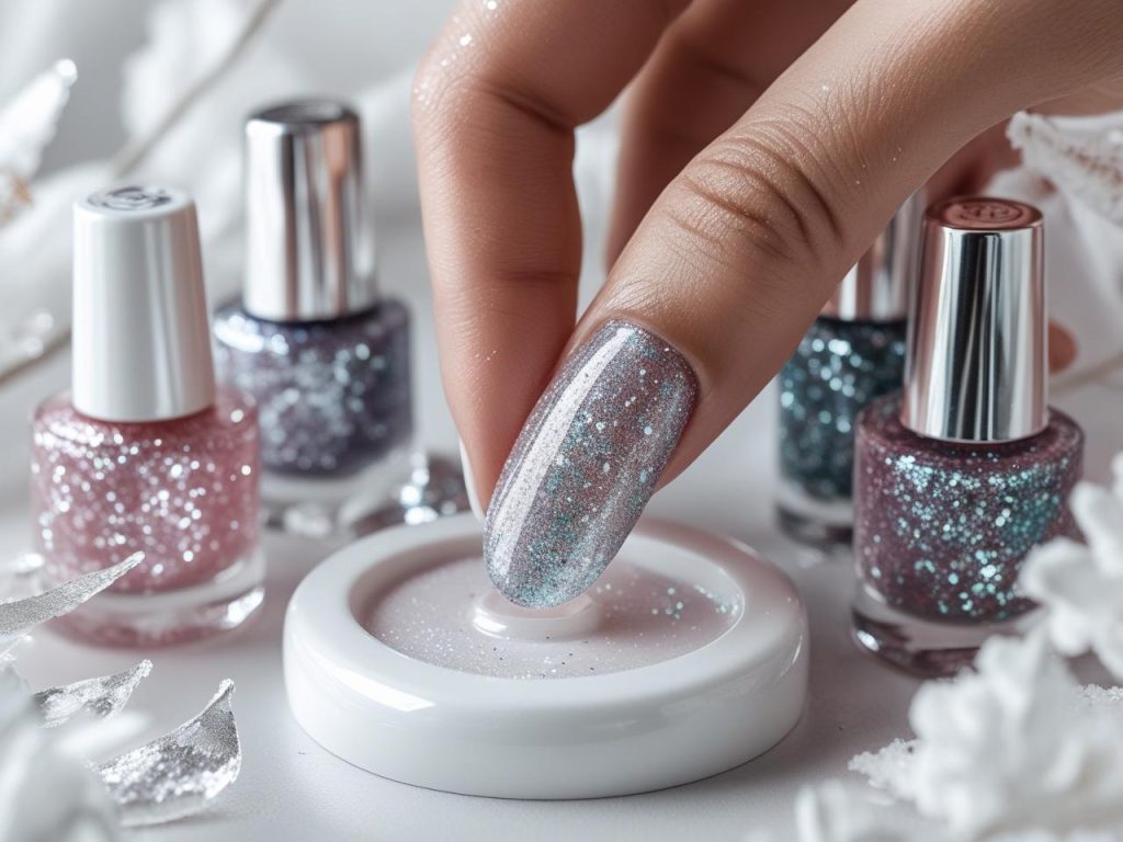 Creating glitter frost nails for 2025 winter nail inspiration