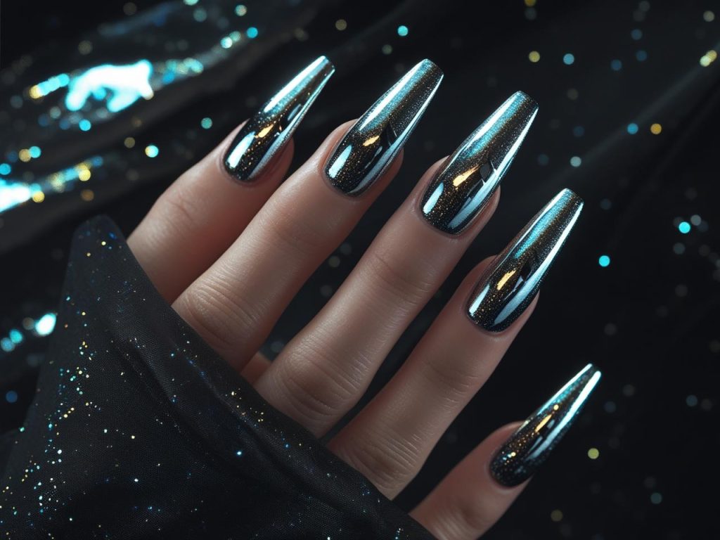 Chrome acrylic nail design with silver finish for 2025