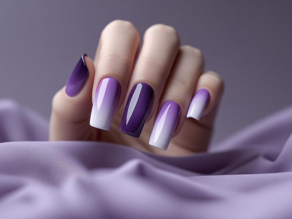 Monochrome ombre nail design in purple for 2025