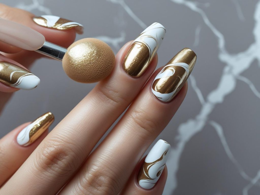 Creating metallic marble gel nails for 2025 inspiration